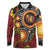 Celebrating 50 Years Papua New Guinea Long Sleeve Polo Shirt Aboriginal Mix Papuan Pattern - Polynesian Pride