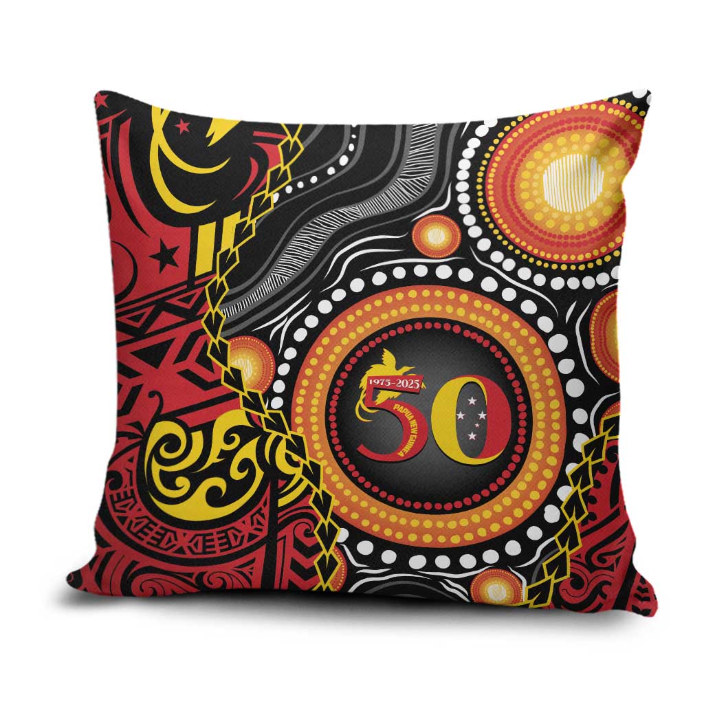 Celebrating 50 Years Papua New Guinea Pillow Cover Aboriginal Mix Papuan Pattern - Polynesian Pride