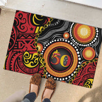 Celebrating 50 Years Papua New Guinea Rubber Doormat Aboriginal Mix Papuan Pattern - Polynesian Pride