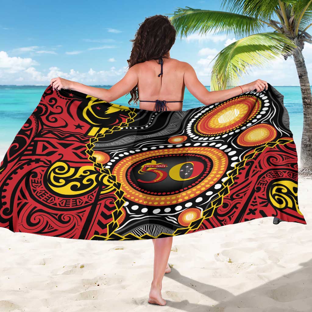 Celebrating 50 Years Papua New Guinea Sarong Aboriginal Mix Papuan Pattern - Polynesian Pride