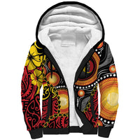 Celebrating 50 Years Papua New Guinea Sherpa Hoodie Aboriginal Mix Papuan Pattern - Polynesian Pride