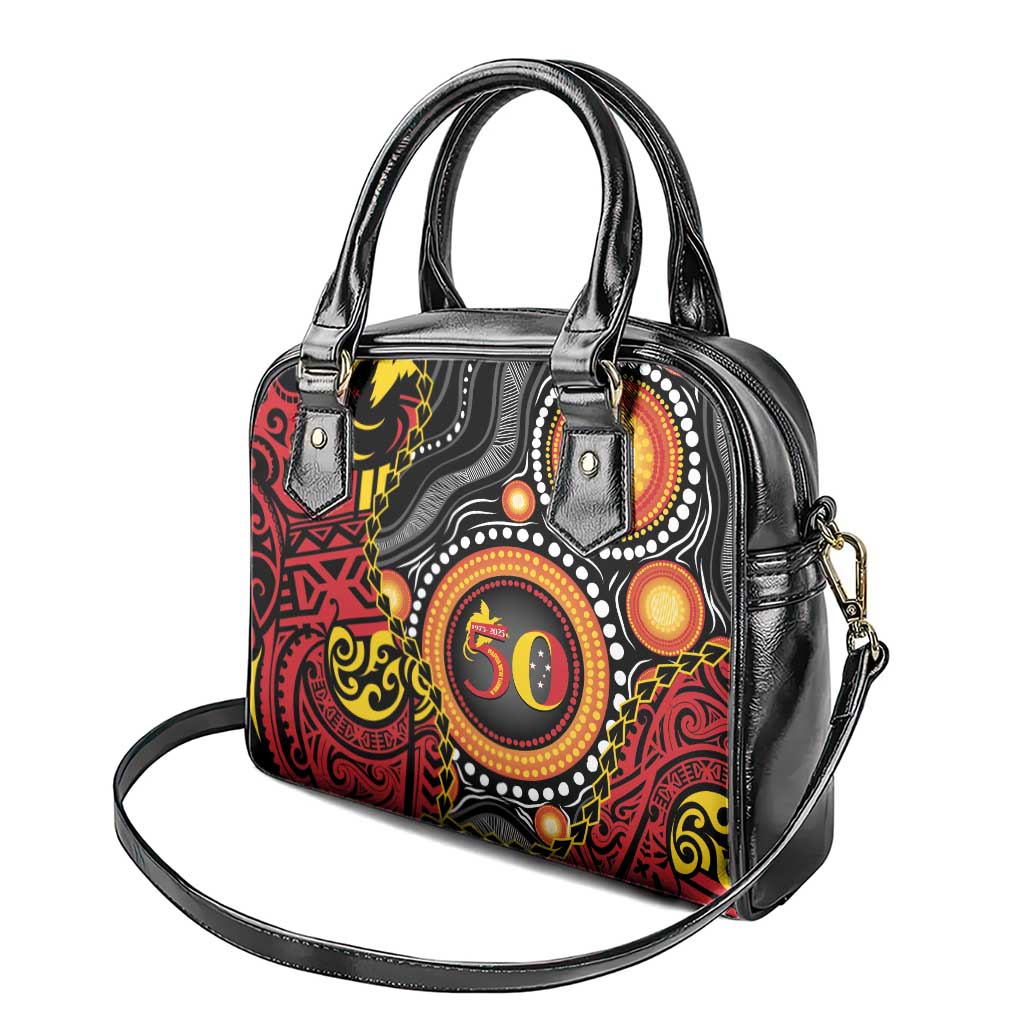 Celebrating 50 Years Papua New Guinea Shoulder Handbag Aboriginal Mix Papuan Pattern - Polynesian Pride