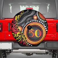 Celebrating 50 Years Papua New Guinea Spare Tire Cover Aboriginal Mix Papuan Pattern - Polynesian Pride