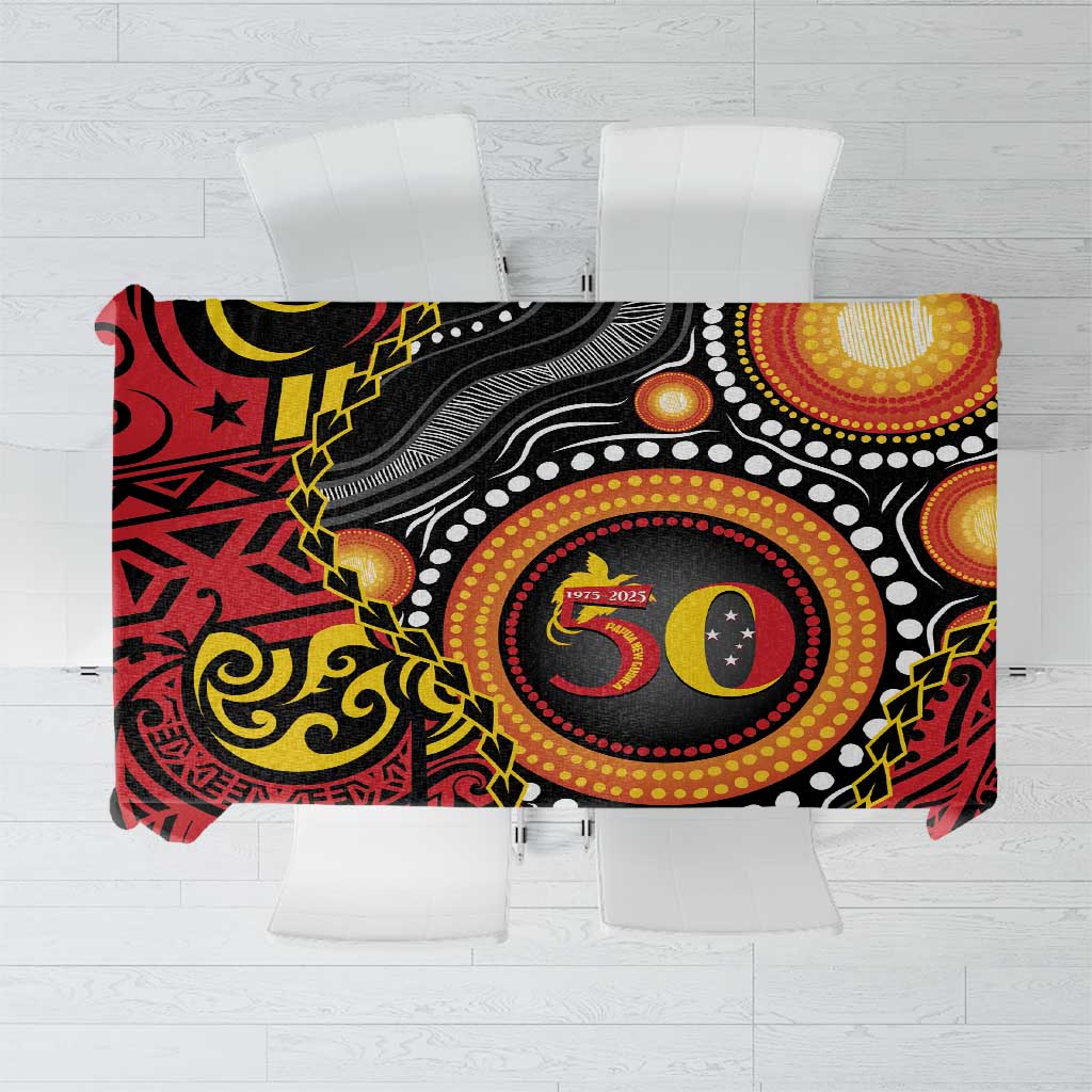 Celebrating 50 Years Papua New Guinea Tablecloth Aboriginal Mix Papuan Pattern - Polynesian Pride