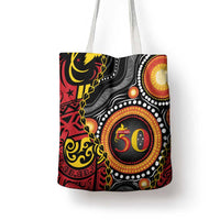 Celebrating 50 Years Papua New Guinea Tote Bag Aboriginal Mix Papuan Pattern - Polynesian Pride