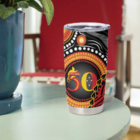 Celebrating 50 Years Papua New Guinea Tumbler Cup Aboriginal Mix Papuan Pattern - Polynesian Pride