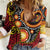 Celebrating 50 Years Papua New Guinea Women Casual Shirt Aboriginal Mix Papuan Pattern - Polynesian Pride
