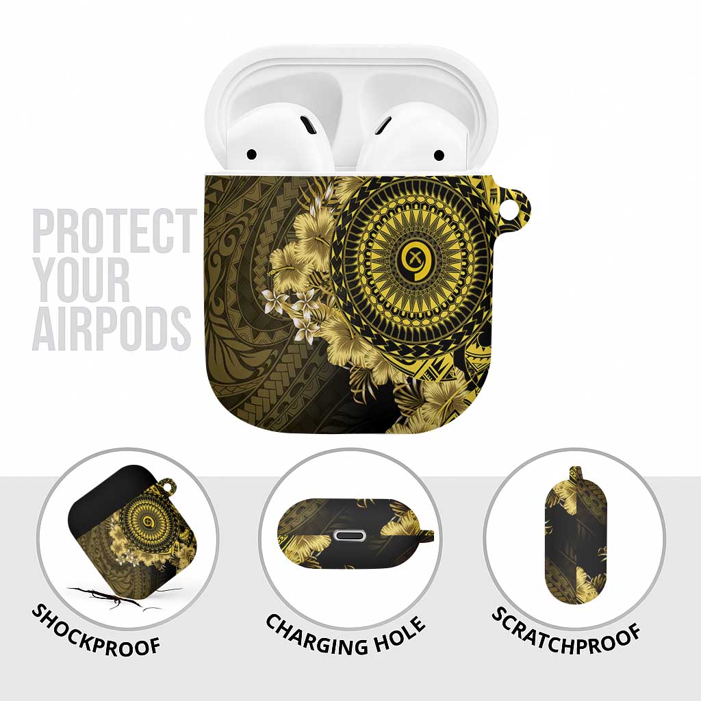 Vanuatu AirPods Case Hibisus Polynesian Pattern Gold - Polynesian Pride