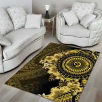 Vanuatu Area Rug Hibisus Polynesian Pattern Gold - Polynesian Pride