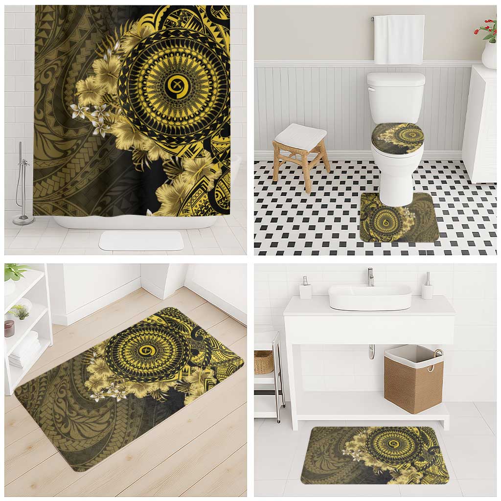 Vanuatu Bathroom Set Hibisus Polynesian Pattern Gold - Polynesian Pride