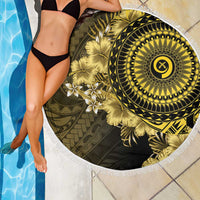 Vanuatu Beach Blanket Hibisus Polynesian Pattern Gold - Polynesian Pride