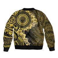 Vanuatu Bomber Jacket Hibisus Polynesian Pattern Gold - Polynesian Pride