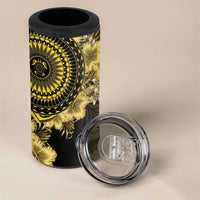 Vanuatu 4 in 1 Can Cooler Tumbler Hibisus Polynesian Pattern Gold - Polynesian Pride