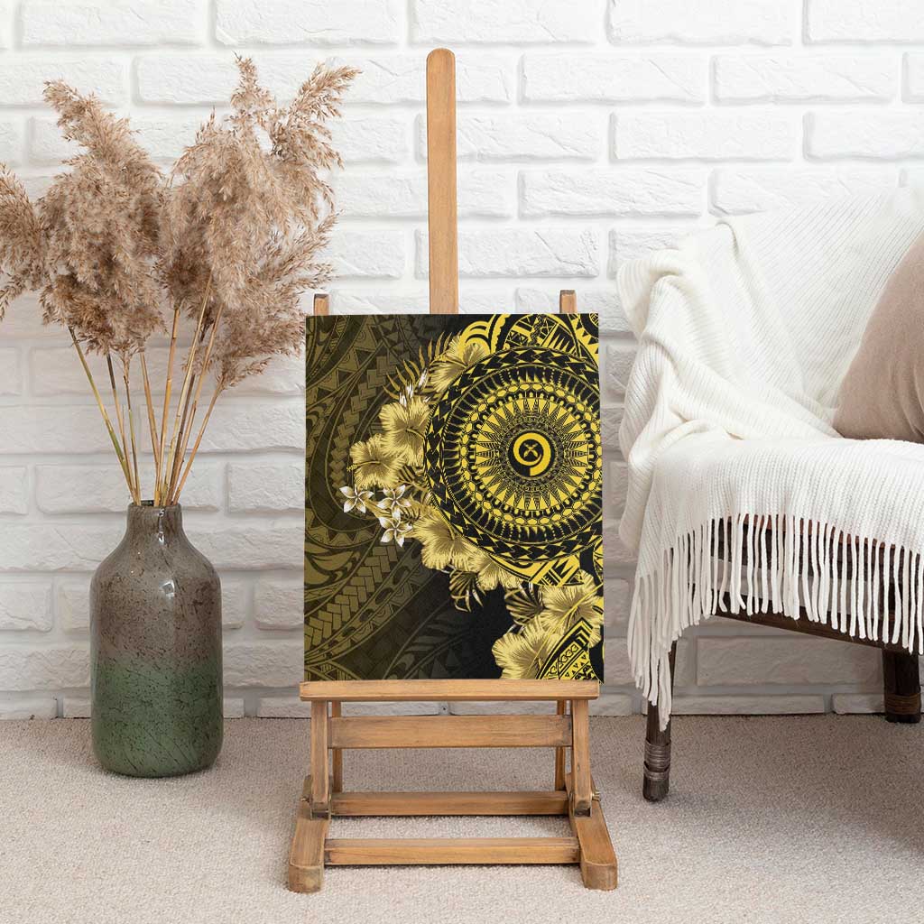 Vanuatu Canvas Wall Art Hibisus Polynesian Pattern Gold - Polynesian Pride