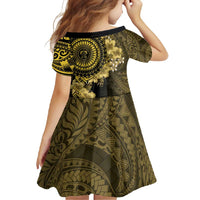 Vanuatu Family Matching Long Sleeve Bodycon Dress and Hawaiian Shirt Hibisus Polynesian Pattern Gold - Polynesian Pride