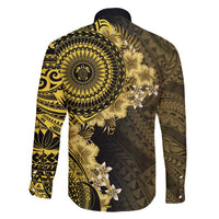 Vanuatu Family Matching Long Sleeve Bodycon Dress and Hawaiian Shirt Hibisus Polynesian Pattern Gold - Polynesian Pride