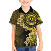 Vanuatu Family Matching Long Sleeve Bodycon Dress and Hawaiian Shirt Hibisus Polynesian Pattern Gold - Polynesian Pride