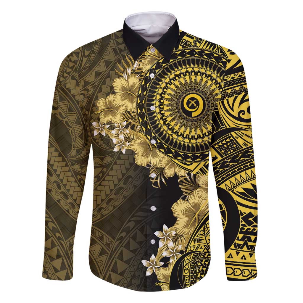 Vanuatu Family Matching Mermaid Dress and Hawaiian Shirt Hibisus Polynesian Pattern Gold - Polynesian Pride
