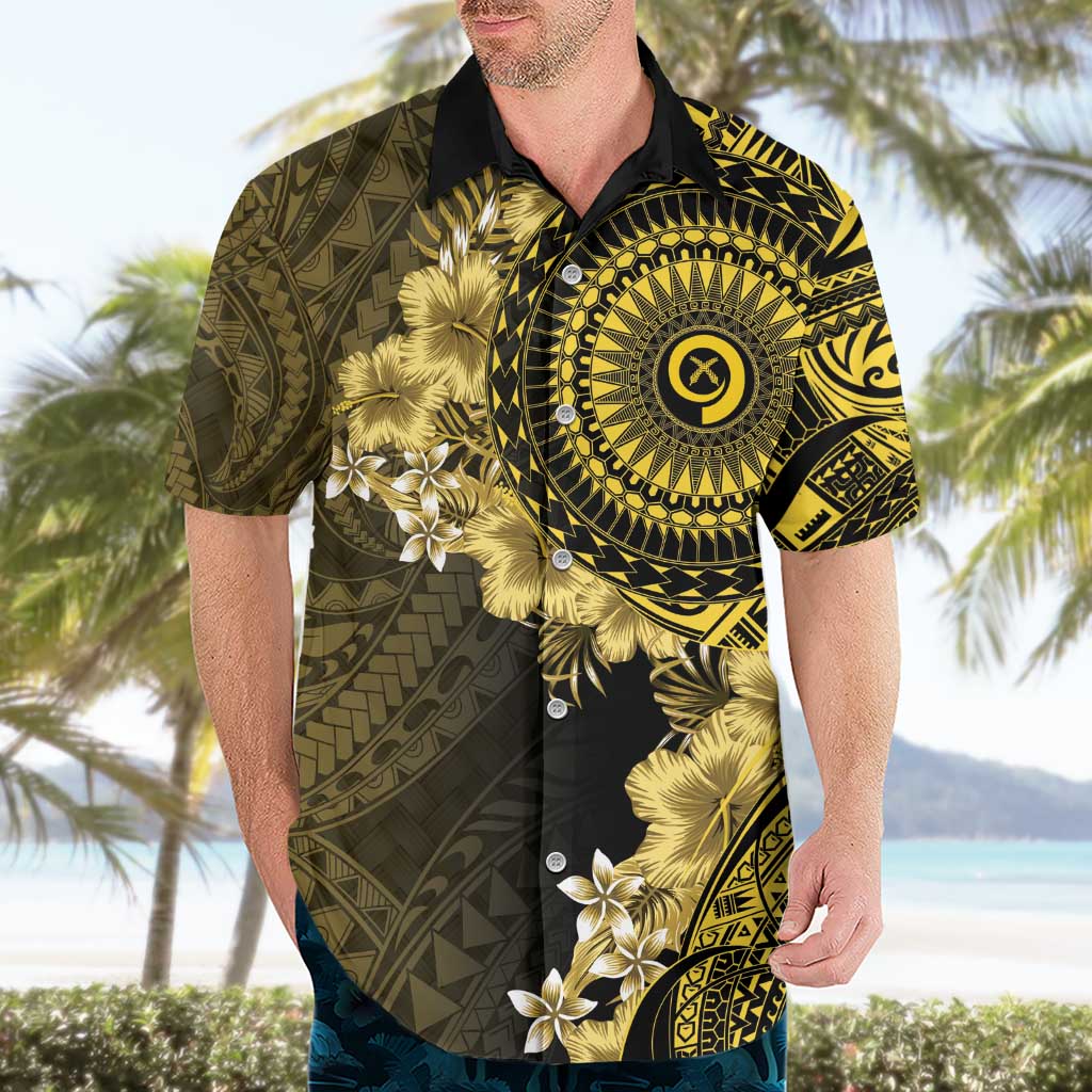 Vanuatu Hawaiian Shirt Hibisus Polynesian Pattern Gold - Polynesian Pride