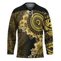 Vanuatu Hockey Jersey Hibisus Polynesian Pattern Gold - Polynesian Pride