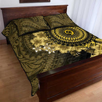 Vanuatu Quilt Bed Set Hibisus Polynesian Pattern Gold - Polynesian Pride