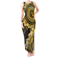 Vanuatu Tank Maxi Dress Hibisus Polynesian Pattern Gold - Polynesian Pride