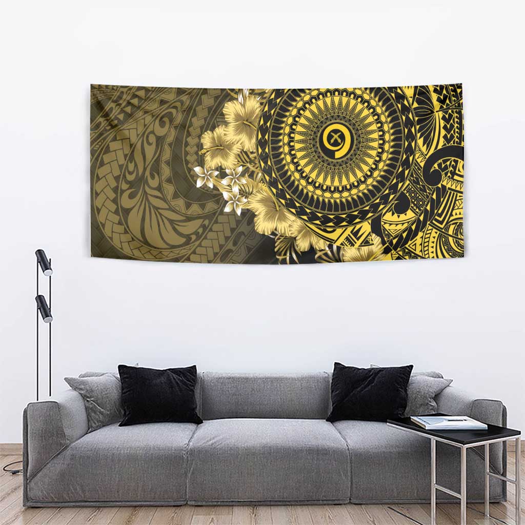 Vanuatu Tapestry Hibisus Polynesian Pattern Gold - Polynesian Pride