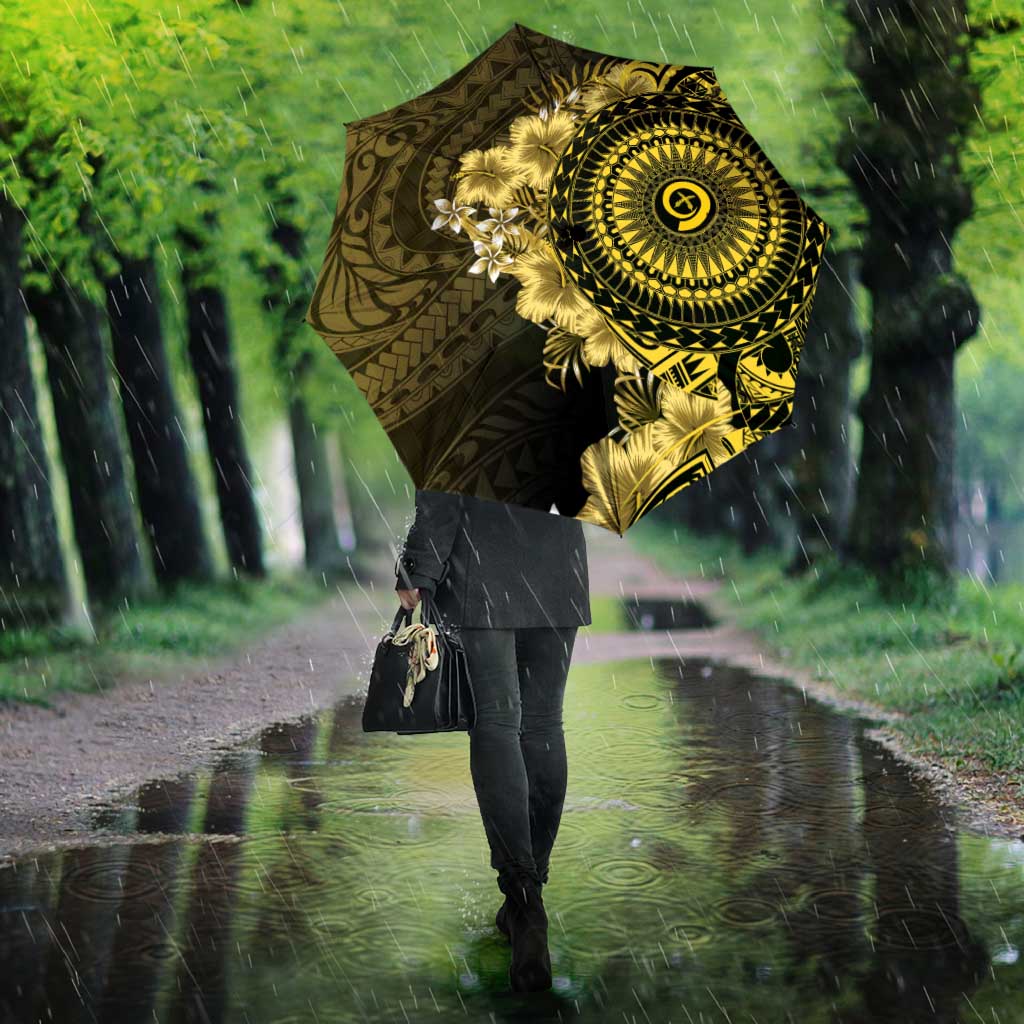 Vanuatu Umbrella Hibisus Polynesian Pattern Gold - Polynesian Pride