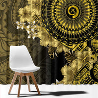 Vanuatu Window Curtain Hibisus Polynesian Pattern Gold - Polynesian Pride
