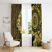 Vanuatu Window Curtain Hibisus Polynesian Pattern Gold - Polynesian Pride