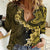 Vanuatu Women Casual Shirt Hibisus Polynesian Pattern Gold - Polynesian Pride