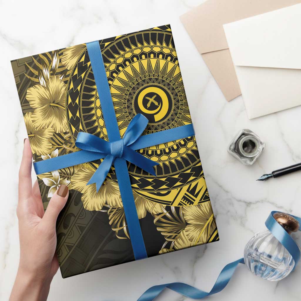 Vanuatu Wrapping Paper Hibisus Polynesian Pattern Gold - Polynesian Pride