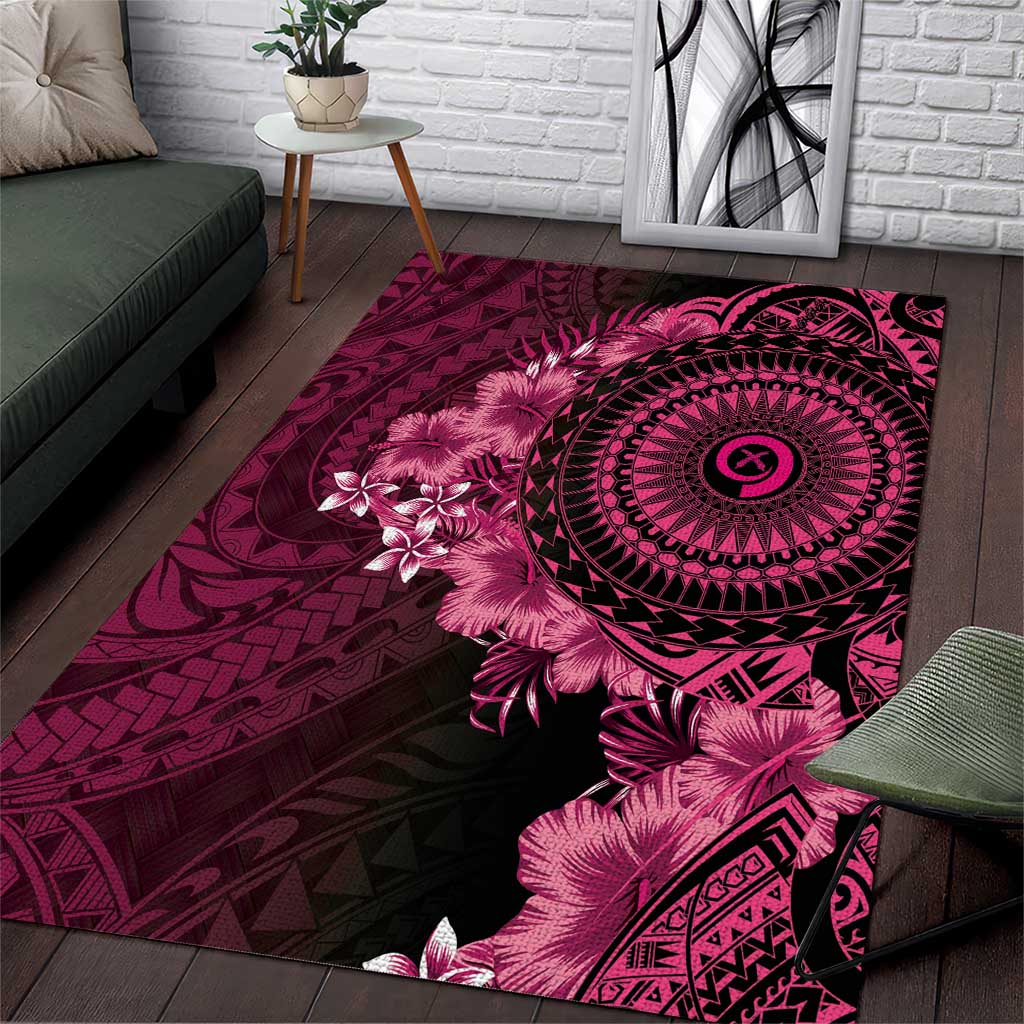 Vanuatu Area Rug Hibisus Polynesian Pattern Pink - Polynesian Pride