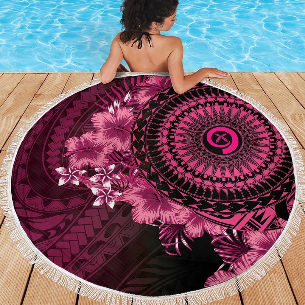 Vanuatu Beach Blanket Hibisus Polynesian Pattern Pink - Polynesian Pride