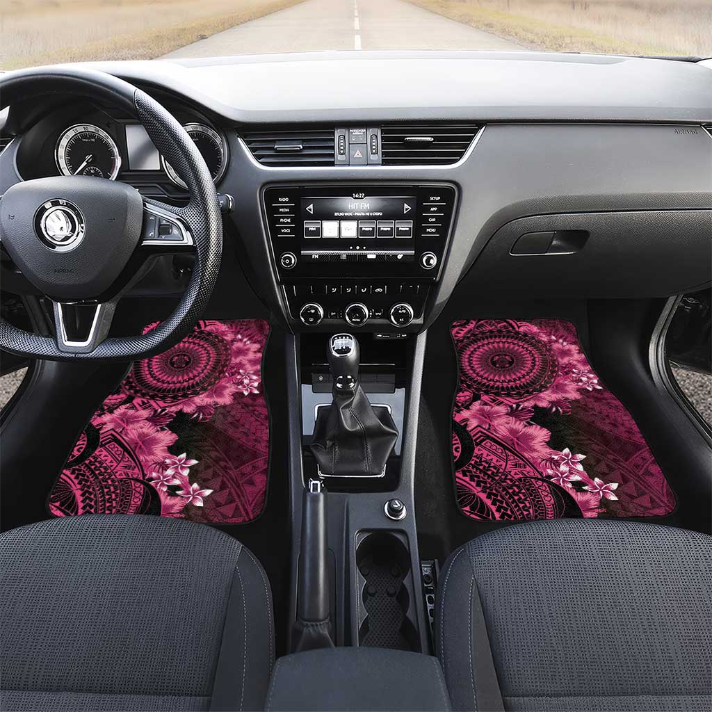 Vanuatu Car Mats Hibisus Polynesian Pattern Pink - Polynesian Pride
