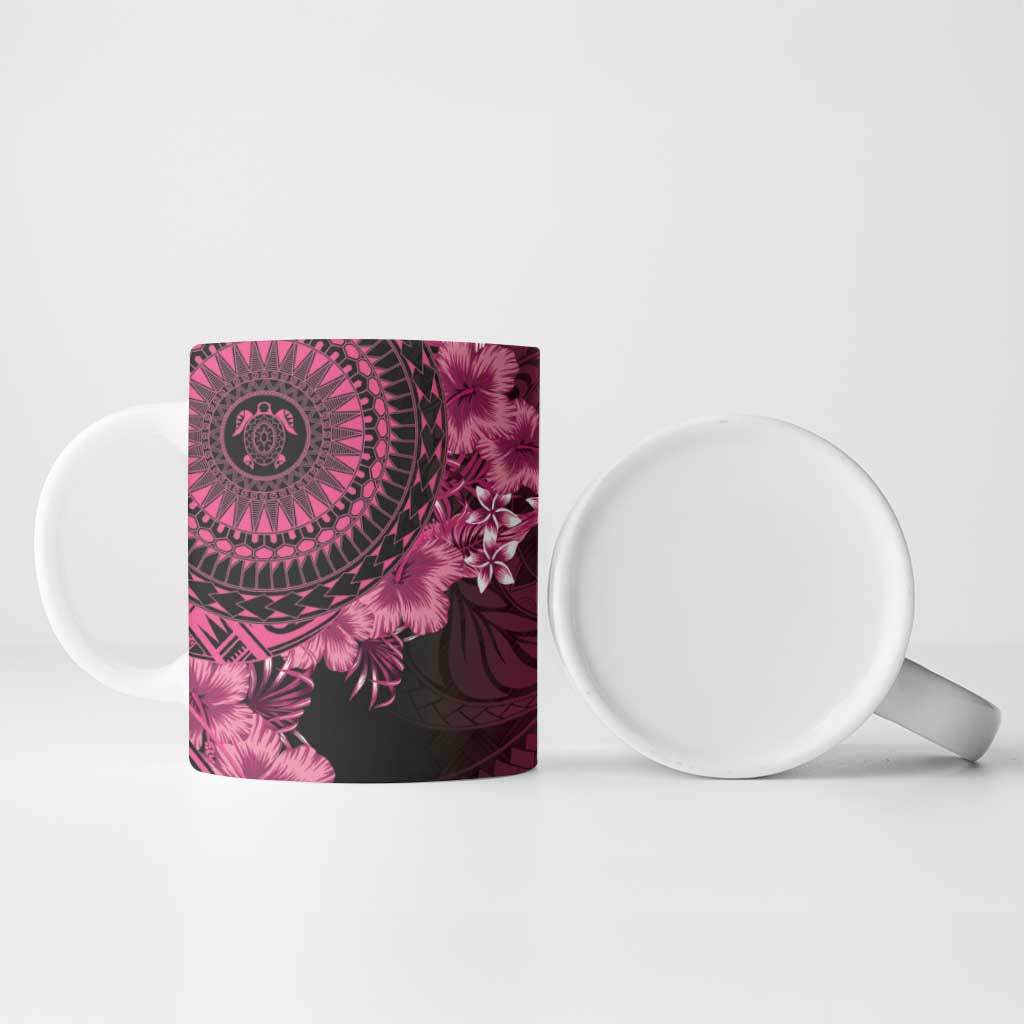 Vanuatu Ceramic Mug Hibisus Polynesian Pattern Pink - Polynesian Pride
