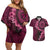 Vanuatu Couples Matching Off Shoulder Short Dress and Hawaiian Shirt Hibisus Polynesian Pattern Pink - Polynesian Pride