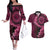Vanuatu Couples Matching Off The Shoulder Long Sleeve Dress and Hawaiian Shirt Hibisus Polynesian Pattern Pink - Polynesian Pride