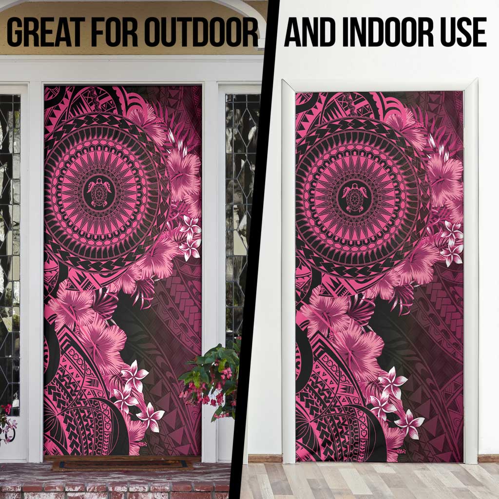 Vanuatu Door Cover Hibisus Polynesian Pattern Pink - Polynesian Pride
