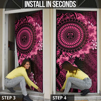 Vanuatu Door Cover Hibisus Polynesian Pattern Pink - Polynesian Pride