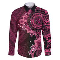 Vanuatu Family Matching Off Shoulder Short Dress and Hawaiian Shirt Hibisus Polynesian Pattern Pink - Polynesian Pride