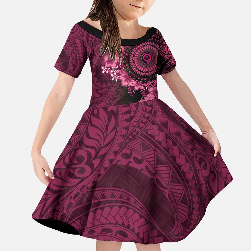 Vanuatu Family Matching Summer Maxi Dress and Hawaiian Shirt Hibisus Polynesian Pattern Pink - Polynesian Pride