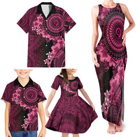 Vanuatu Family Matching Tank Maxi Dress and Hawaiian Shirt Hibisus Polynesian Pattern Pink - Polynesian Pride