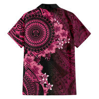 Vanuatu Family Matching Tank Maxi Dress and Hawaiian Shirt Hibisus Polynesian Pattern Pink - Polynesian Pride