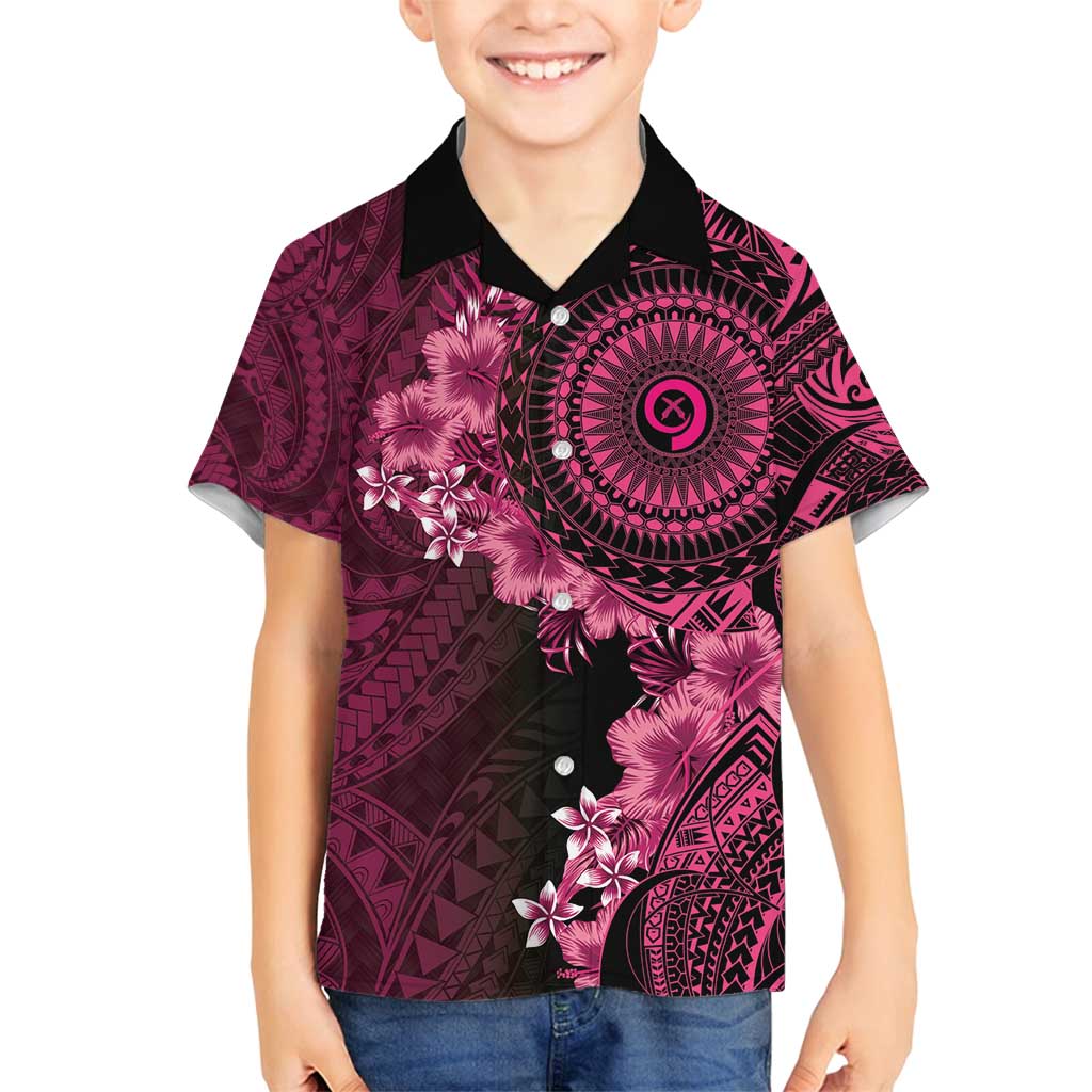 Vanuatu Family Matching Tank Maxi Dress and Hawaiian Shirt Hibisus Polynesian Pattern Pink - Polynesian Pride