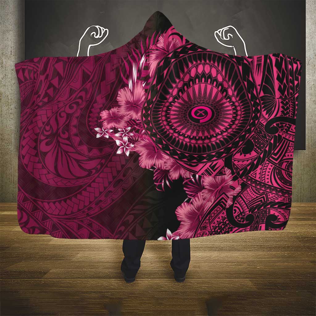 Vanuatu Hooded Blanket Hibisus Polynesian Pattern Pink - Polynesian Pride