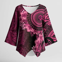 Vanuatu Kimono Sleeve Blouse Hibisus Polynesian Pattern Pink - Polynesian Pride