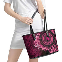 Vanuatu Leather Tote Bag Hibisus Polynesian Pattern Pink - Polynesian Pride