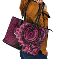 Vanuatu Leather Tote Bag Hibisus Polynesian Pattern Pink - Polynesian Pride