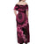 Vanuatu Off Shoulder Maxi Dress Hibisus Polynesian Pattern Pink - Polynesian Pride